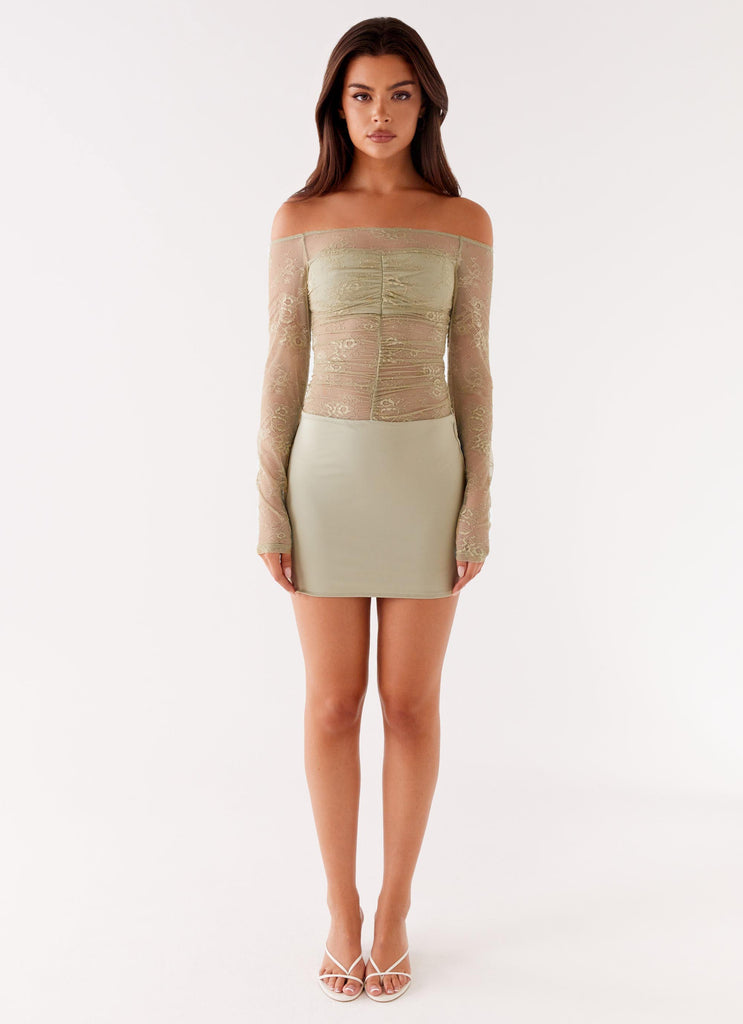 Peppermayo Peppermayo Exclusive - Collide Lace Mini Dress - Sage