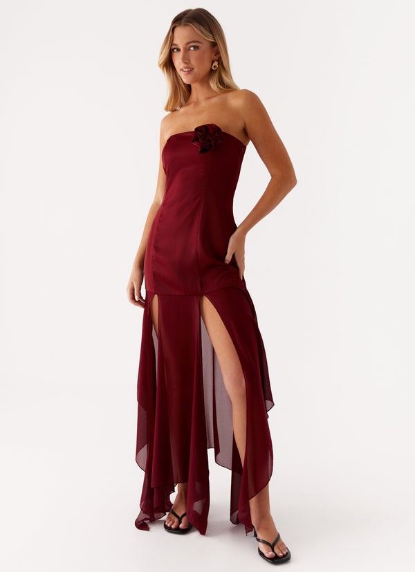 peppermayo Peppermayo Exclusive - Collision Satin Maxi Dress - Cherry Red