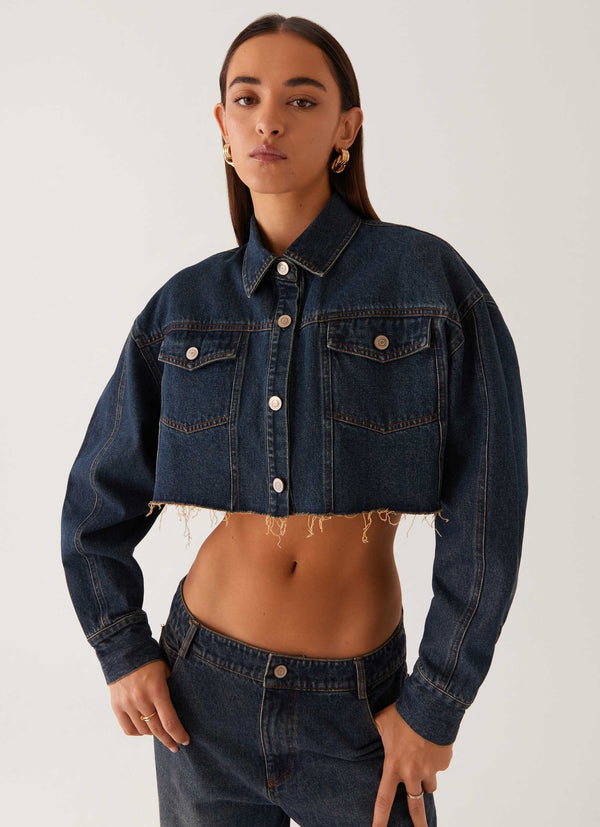 peppermayo Peppermayo Exclusive - Colorado Cropped Jacket - Blue