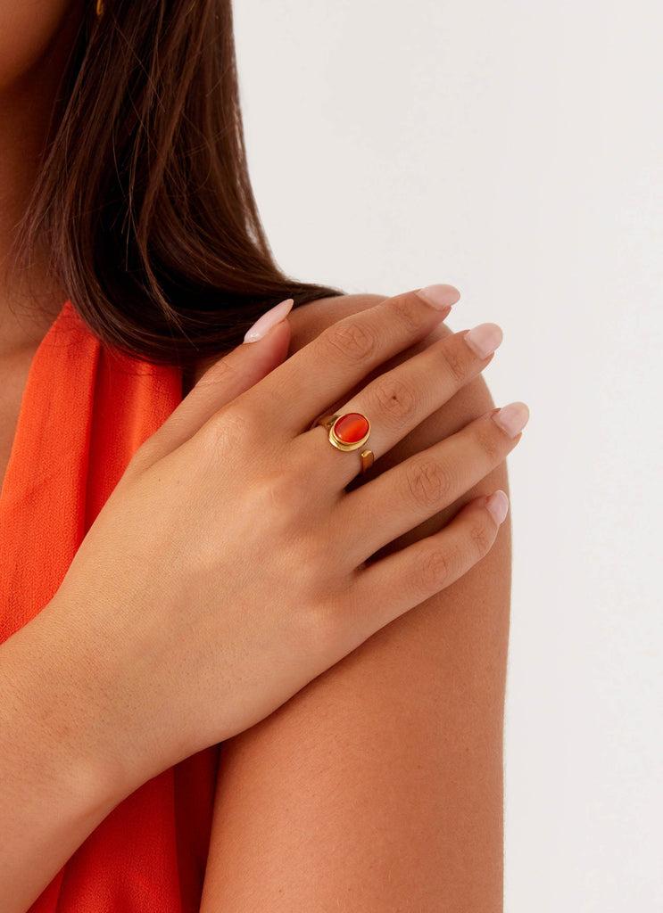 Peppermayo Peppermayo Exclusive - Coralina Ring - Gold/Amber