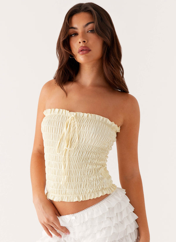 peppermayo Peppermayo Exclusive - Cordelia Shirred Tube Top - Lemon