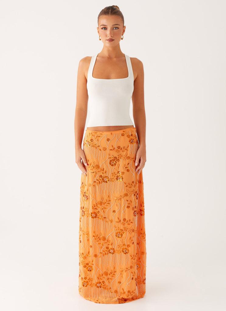 Peppermayo Peppermayo Exclusive - Corinna Low Rise Sequin Maxi Skirt - Orange