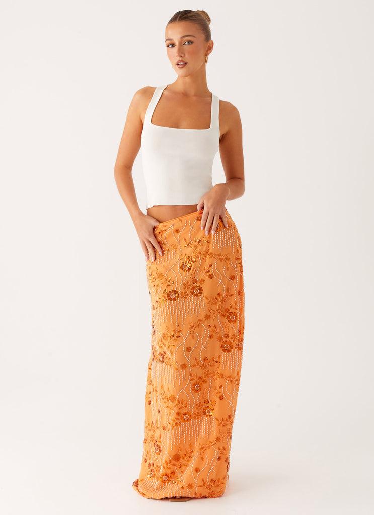 Peppermayo Peppermayo Exclusive - Corinna Low Rise Sequin Maxi Skirt - Orange