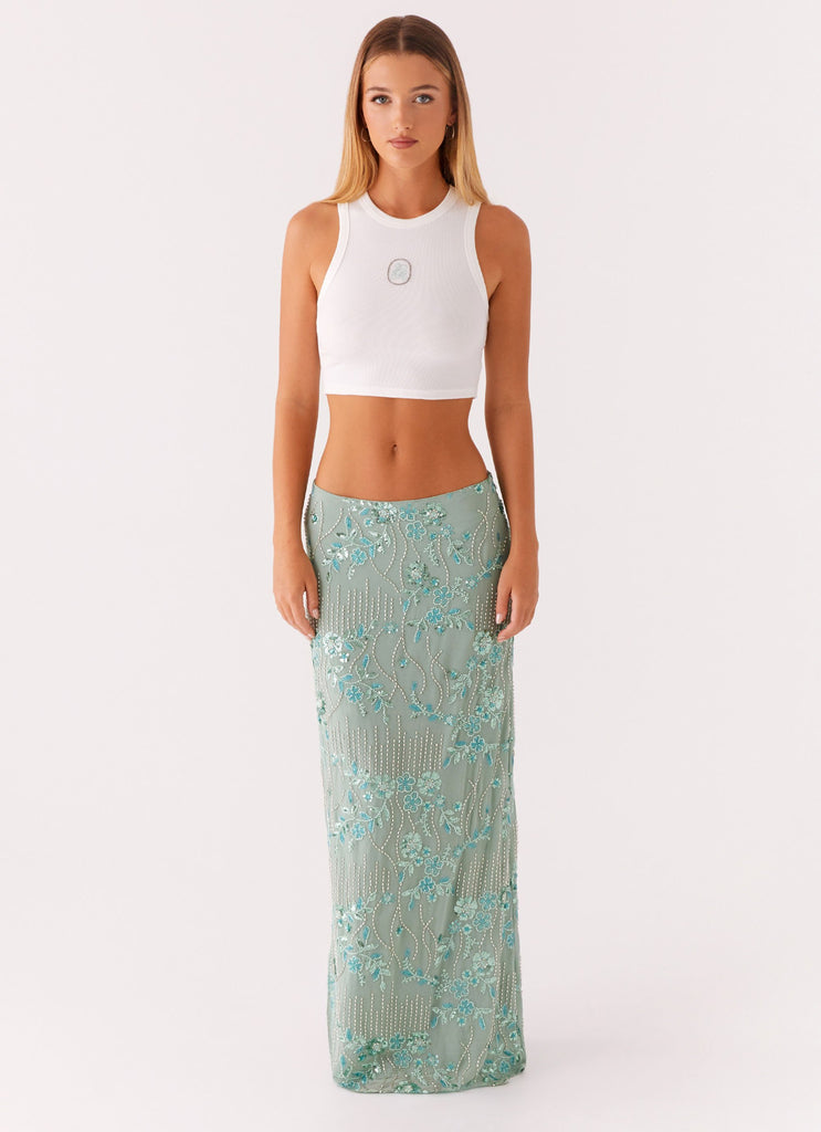 Peppermayo Peppermayo Exclusive - Corinna Low Rise Sequin Maxi Skirt - Mint