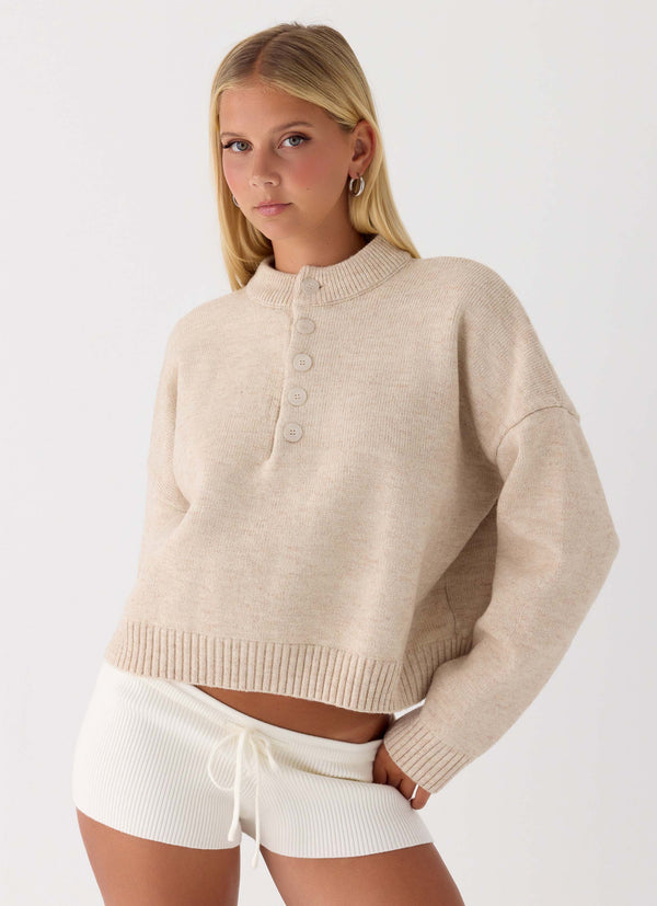 peppermayo Peppermayo Exclusive - Cornelia Button Up Jumper - Oatmeal