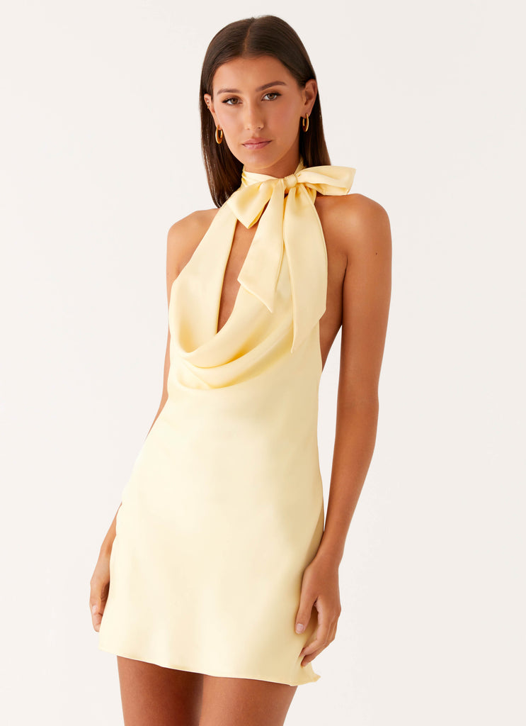 Peppermayo Peppermayo Exclusive - Cory Cowl Scarf Mini Dress - Sunny Yellow