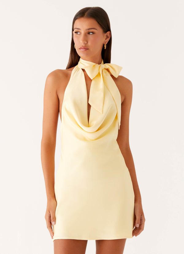 peppermayo Peppermayo Exclusive - Cory Cowl Scarf Mini Dress - Sunny Yellow