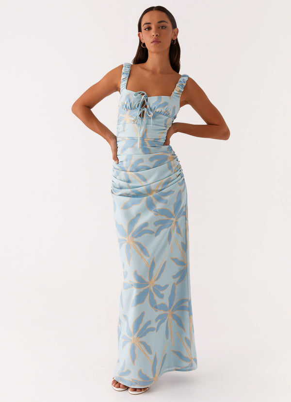 peppermayo Peppermayo Exclusive - Cosmic Love Ruched Maxi Dress - Opulent Blue