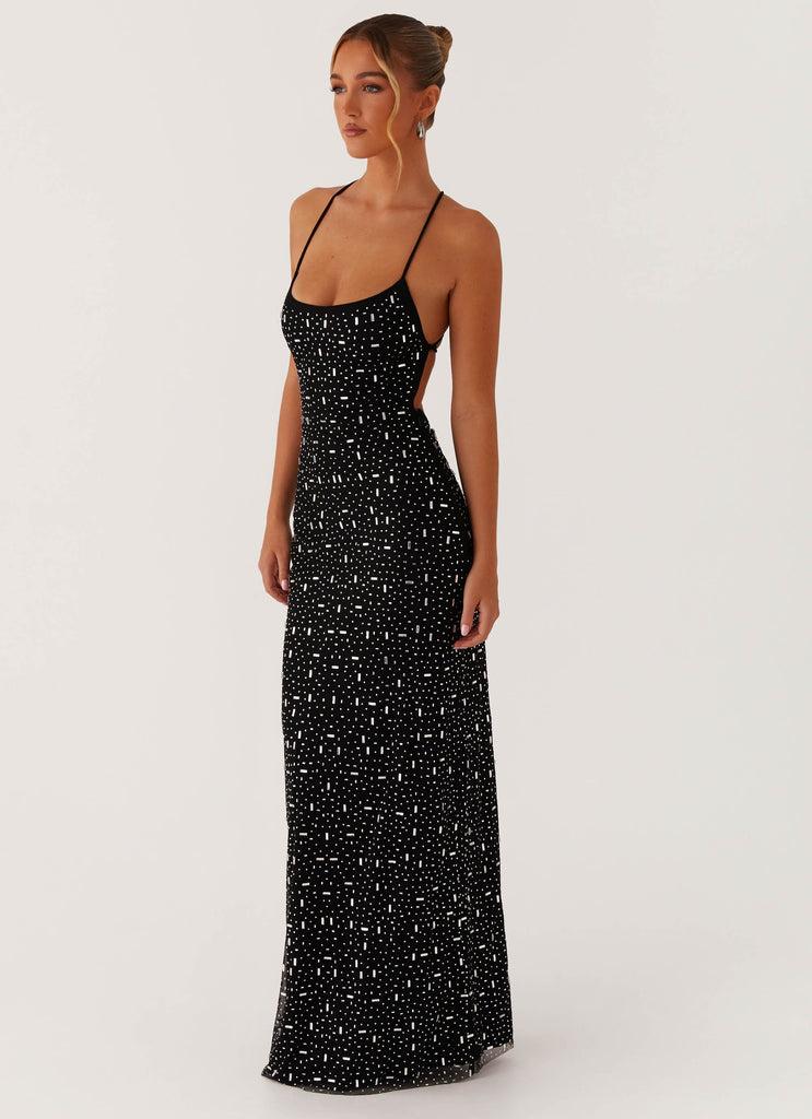 Peppermayo Peppermayo Exclusive - Cressida Rhinestone Mesh Maxi Dress - Black