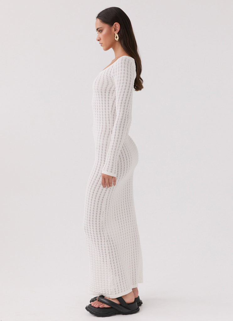 Peppermayo Peppermayo Exclusive - Crystal Cascade Knit Maxi Dress - White