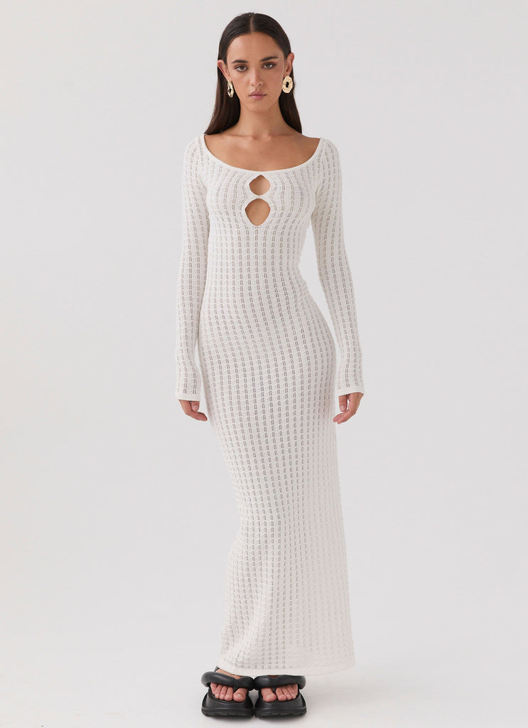 Peppermayo Peppermayo Exclusive - Crystal Cascade Knit Maxi Dress - White