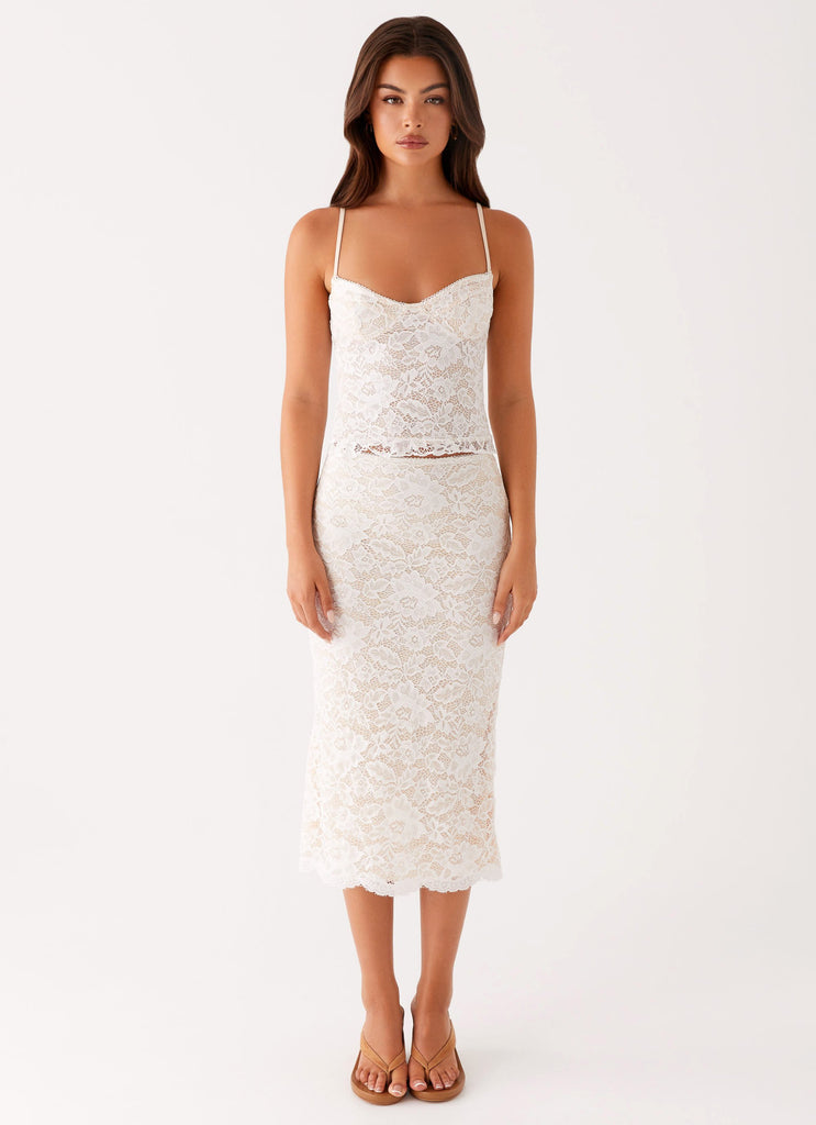 Peppermayo Peppermayo Exclusive - Crystal Clear Lace Midi Skirt - Ivory