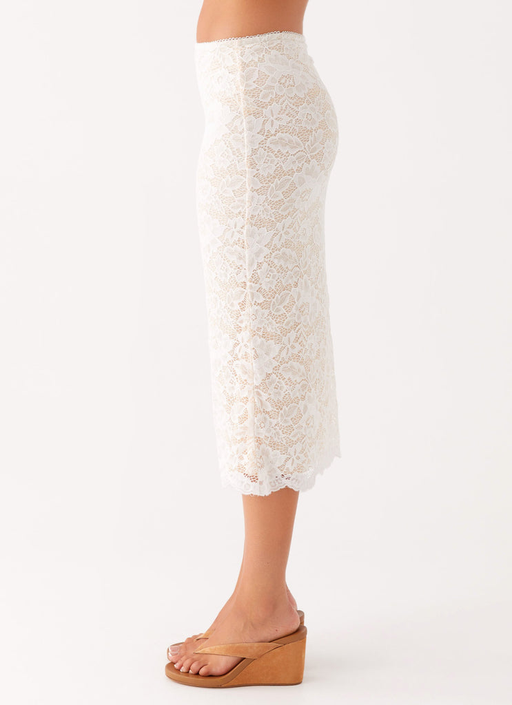 Peppermayo Peppermayo Exclusive - Crystal Clear Lace Midi Skirt - Ivory