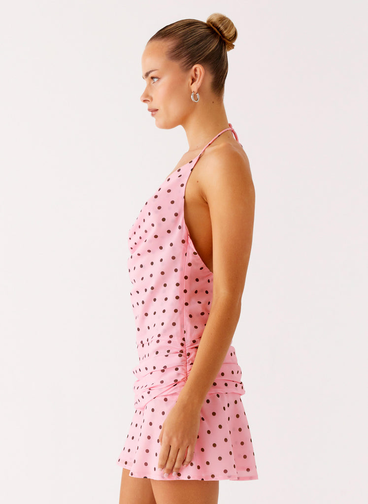 Peppermayo Peppermayo Exclusive - Cyna Cowl Mini Dress - Strawberry Dot
