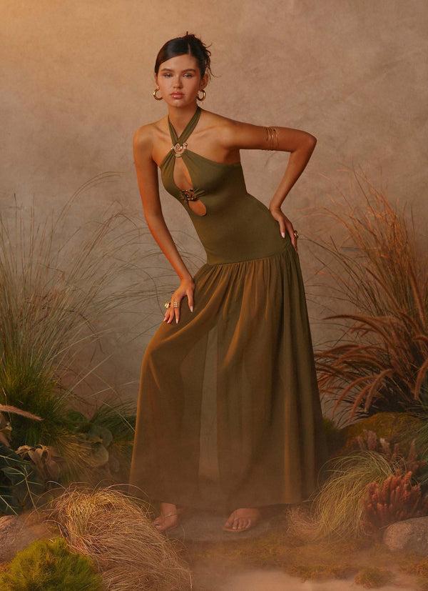 peppermayo Peppermayo Exclusive - Cypress Kiss Maxi Dress - Khaki