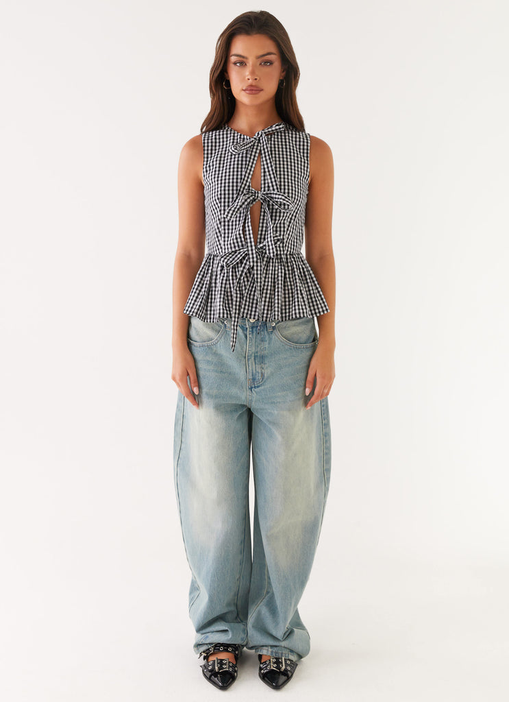 Peppermayo Peppermayo Exclusive - Cyrene Tie Top - Black Gingham