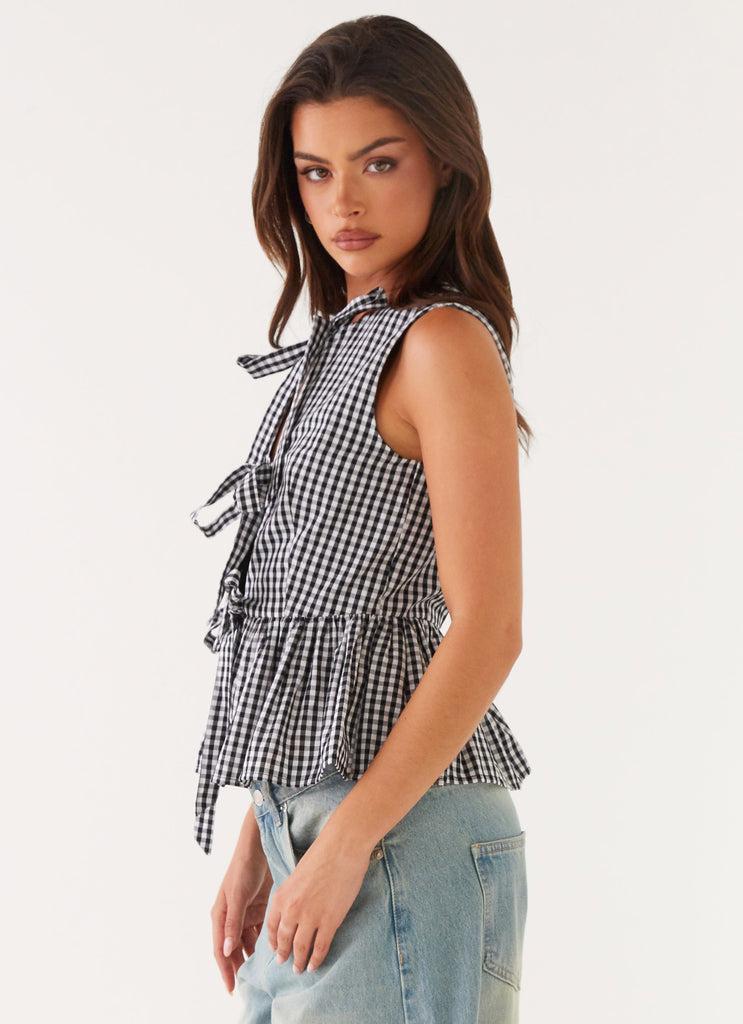 Peppermayo Peppermayo Exclusive - Cyrene Tie Top - Black Gingham