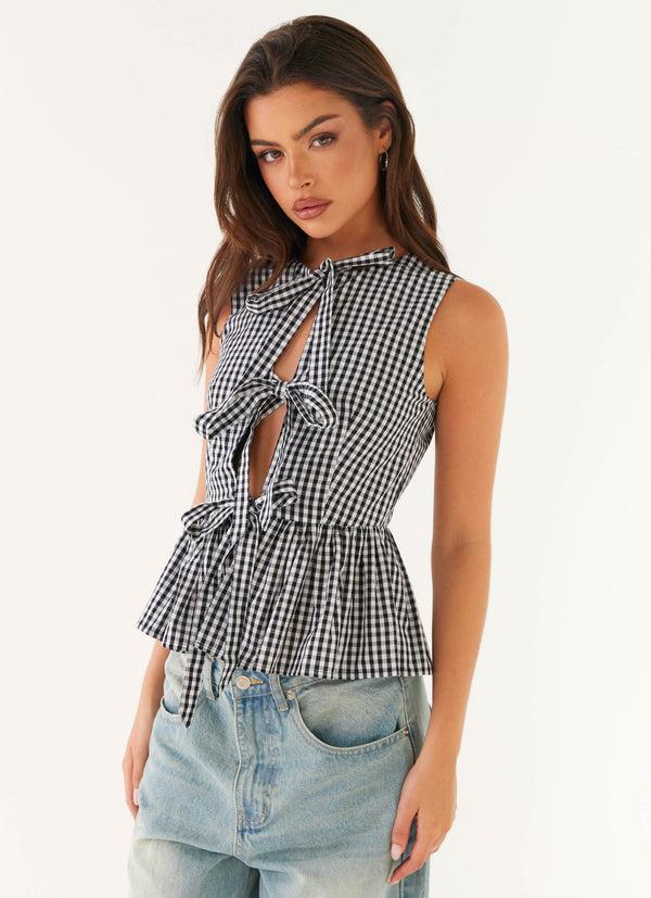 peppermayo Peppermayo Exclusive - Cyrene Tie Top - Black Gingham