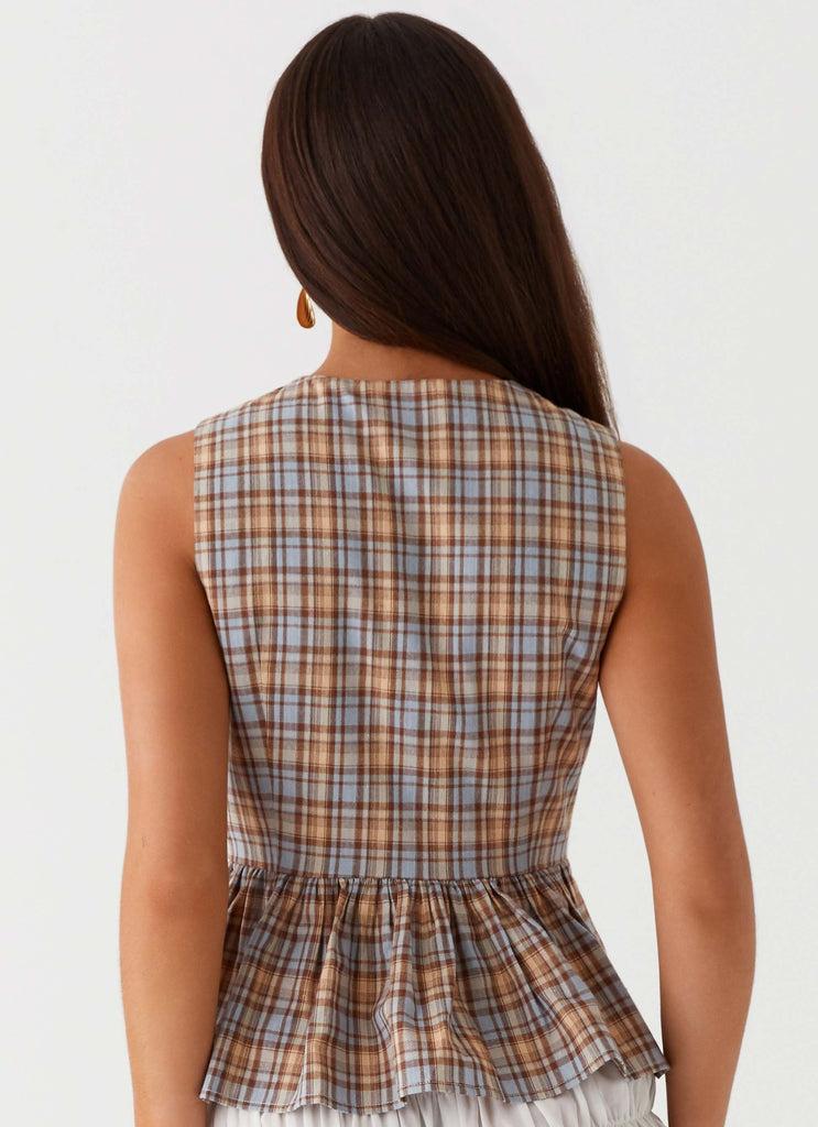 Peppermayo Peppermayo Exclusive - Cyrene Tie Top - Brown Check