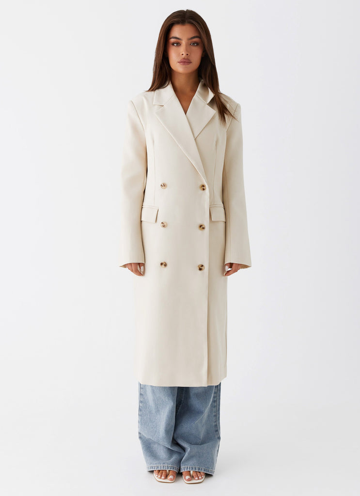 Peppermayo Peppermayo Exclusive - Dalia Double Breasted Blazer Coat - Beige