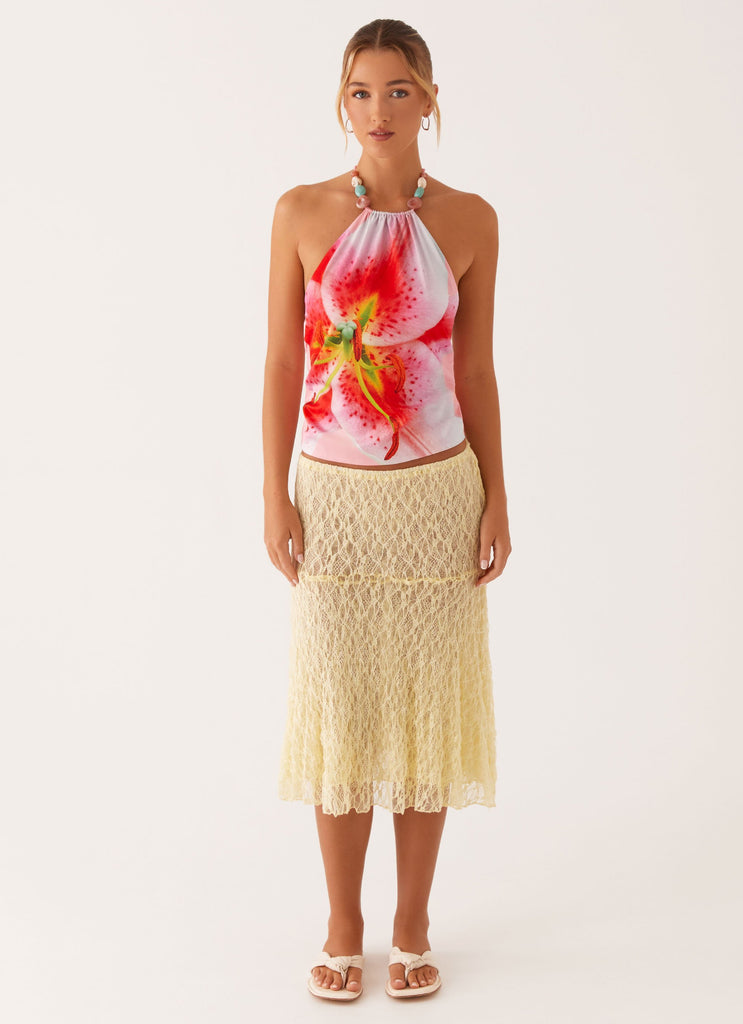 Peppermayo Peppermayo Exclusive - Dalila Beaded Tie Back Top - Pink Lily