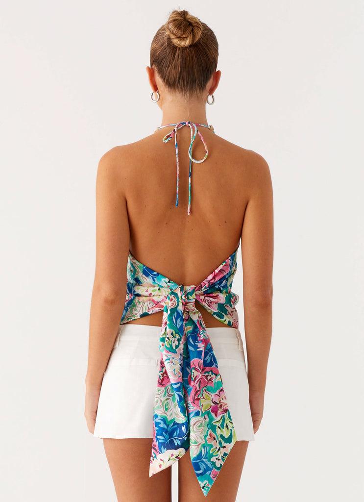 Peppermayo Peppermayo Exclusive - Dalila Beaded Tie Back Top - Santorini Floral