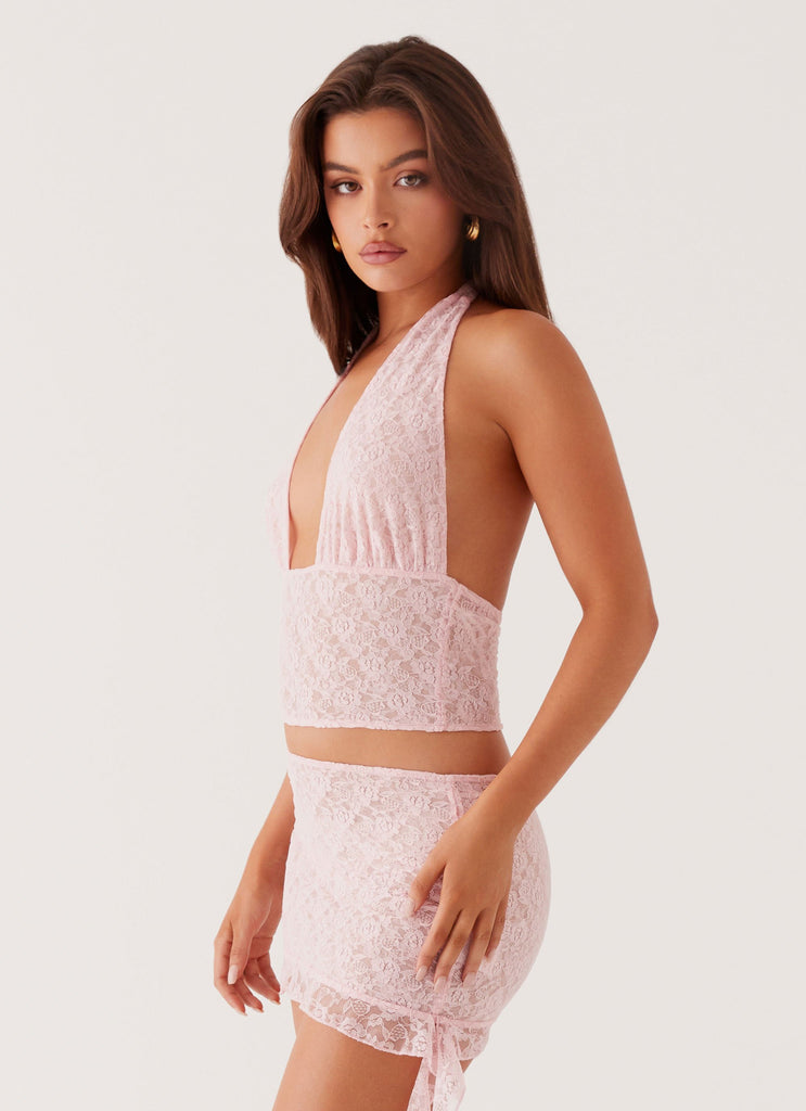 Peppermayo Peppermayo Exclusive - Dance Again Lace Crop Top - Baby Pink
