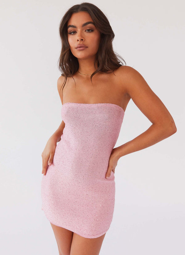peppermayo Peppermayo Exclusive - Dance The Night Tube Knit Mini Dress - Pink Dusk