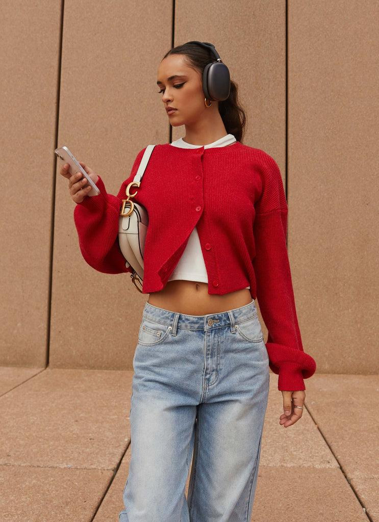 Peppermayo Peppermayo Exclusive - Daphne Knit Cardigan - Cherry