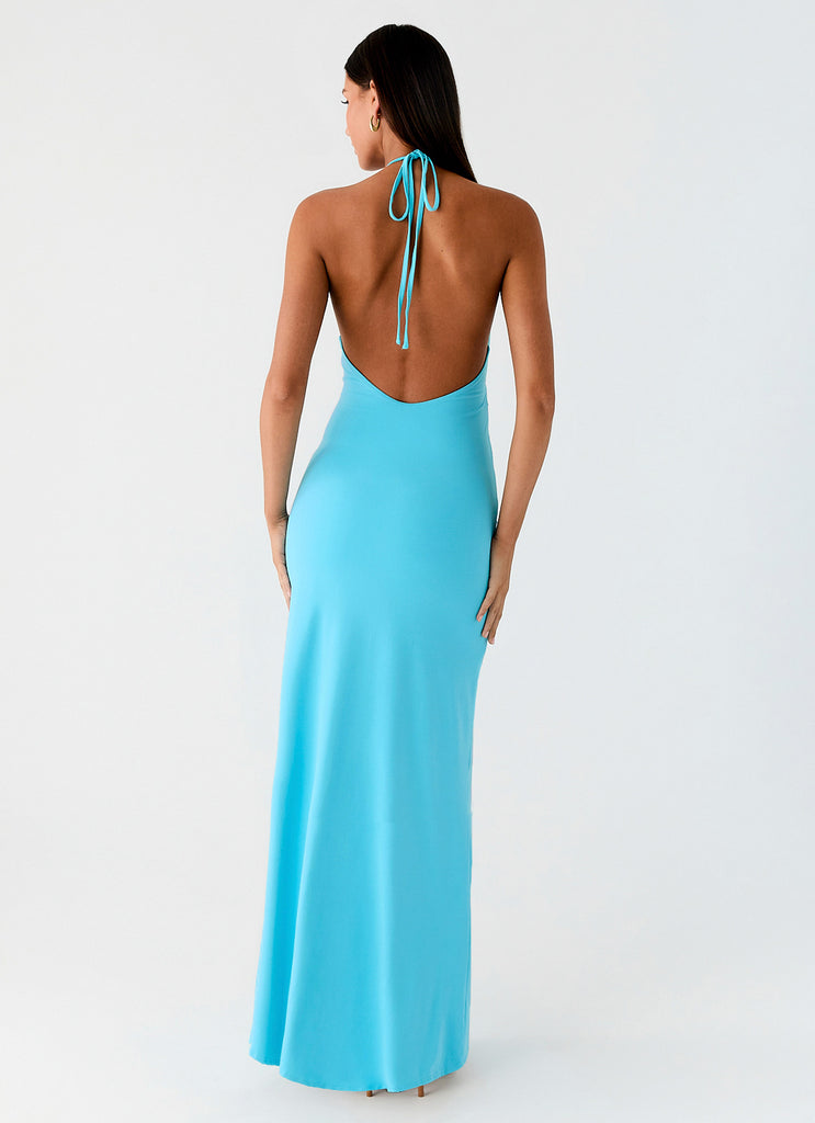 Peppermayo Peppermayo Exclusive - Dare Me Halter Maxi Dress - Aqua Blue