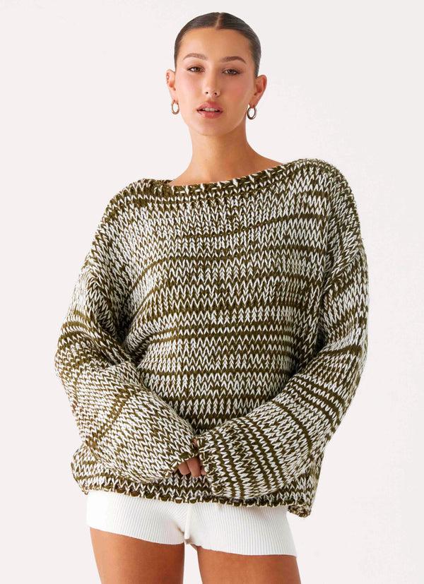 peppermayo Peppermayo Exclusive - Darla Oversized Knit Jumper - Khaki
