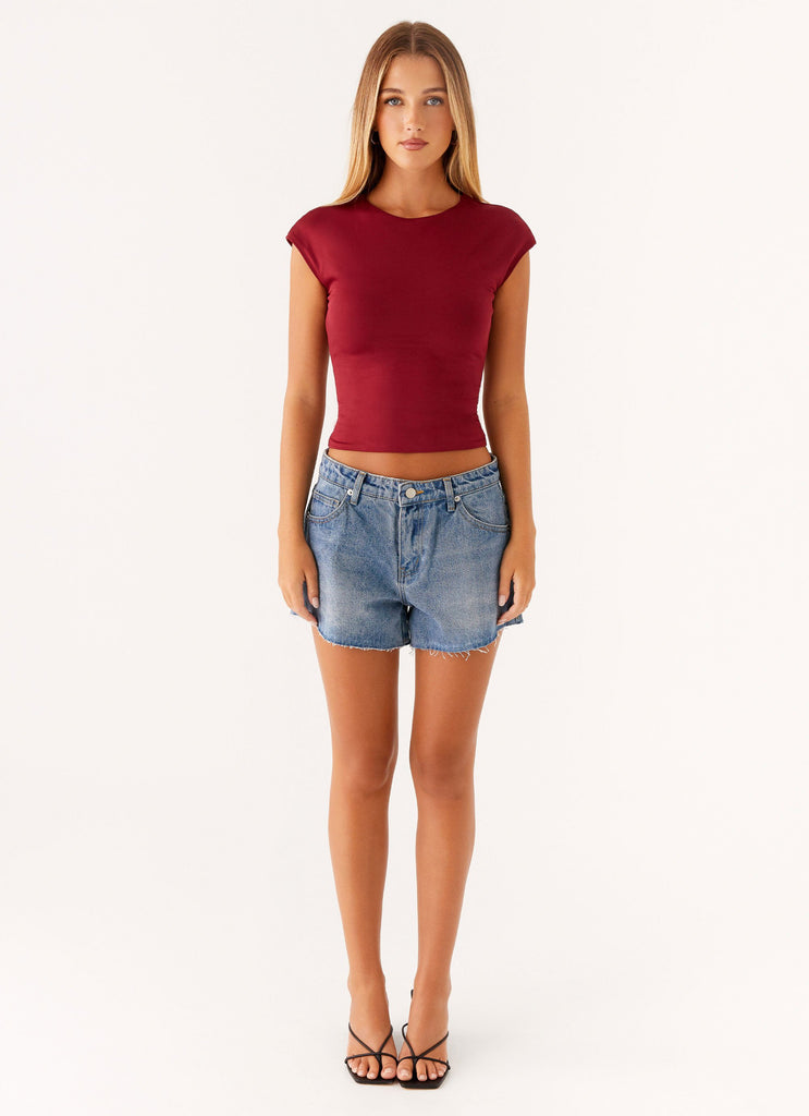 Peppermayo Peppermayo Exclusive - Davie Low Rise Denim Shorts - Blue
