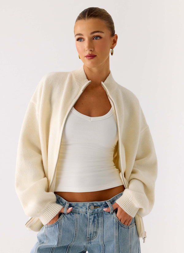 peppermayo Peppermayo Exclusive - Davy Knit Zip Jacket - Ivory