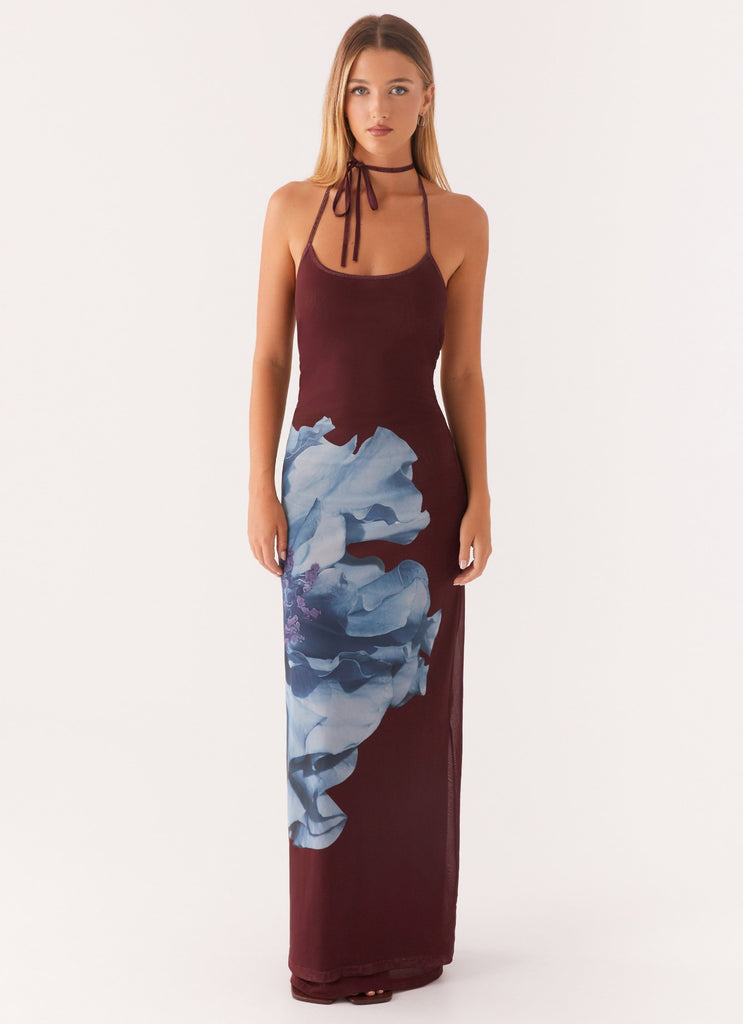Peppermayo Peppermayo Exclusive - Dayana Halterneck Maxi Dress - Maroon Print