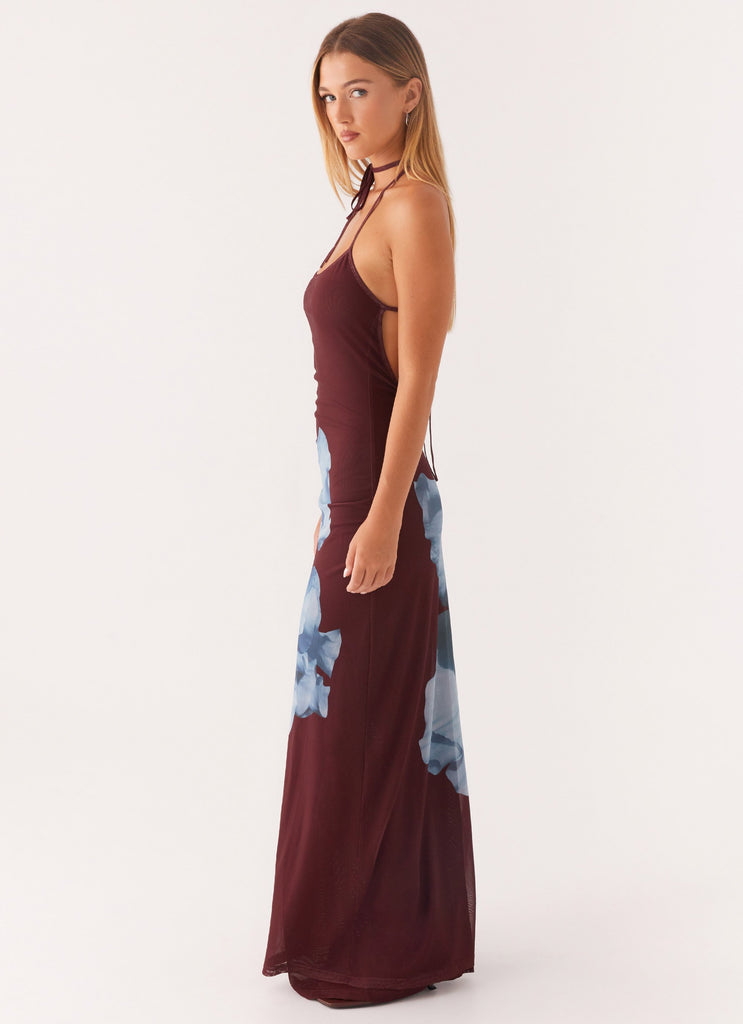 Peppermayo Peppermayo Exclusive - Dayana Halterneck Maxi Dress - Maroon Print