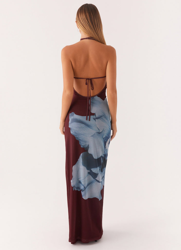 Peppermayo Peppermayo Exclusive - Dayana Halterneck Maxi Dress - Maroon Print