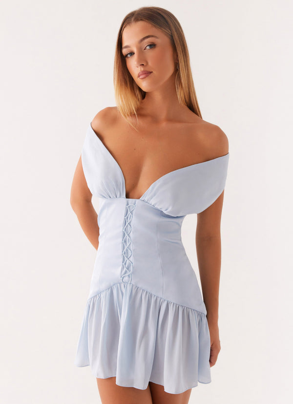 peppermayo Peppermayo Exclusive - Dear Diary Mini Dress - Pastel Blue