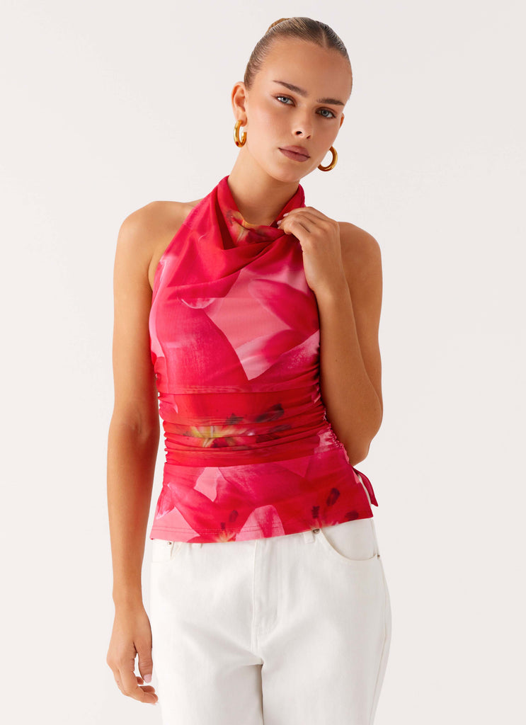Peppermayo Peppermayo Exclusive - Delany Halter Top - Peach Watermelon Flower