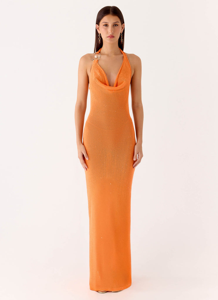 Peppermayo Peppermayo Exclusive - Delfina Cowl Knit Maxi Dress - Orange
