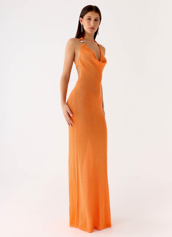 peppermayo Peppermayo Exclusive - Delfina Cowl Knit Maxi Dress - Orange peppermayo Peppermayo Exclusive - Delfina Cowl Knit Maxi Dress - Orange