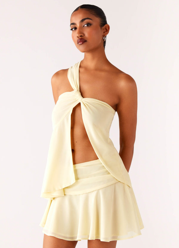 peppermayo Peppermayo Exclusive - Delight Me Asymmetrical Top - Yellow