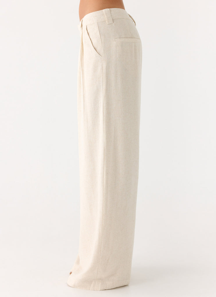 Peppermayo Peppermayo Exclusive - Delong Low Rise Linen Pants - Oatmeal