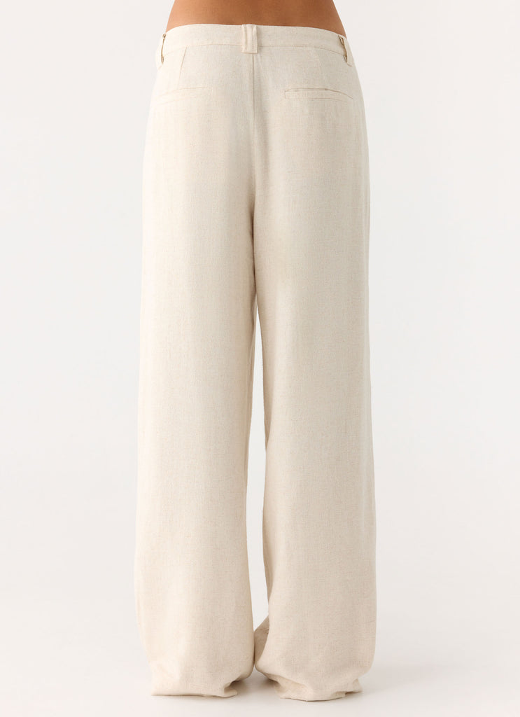 Peppermayo Peppermayo Exclusive - Delong Low Rise Linen Pants - Oatmeal
