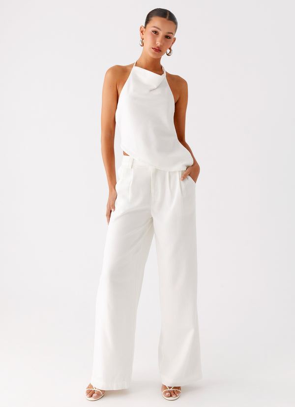 peppermayo Peppermayo Exclusive - Delong Low Rise Linen Pants - White