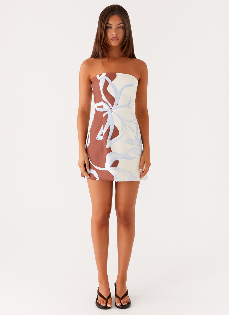 Peppermayo Peppermayo Exclusive - Denby Strapless Mini Dress - Bloom Wave Print
