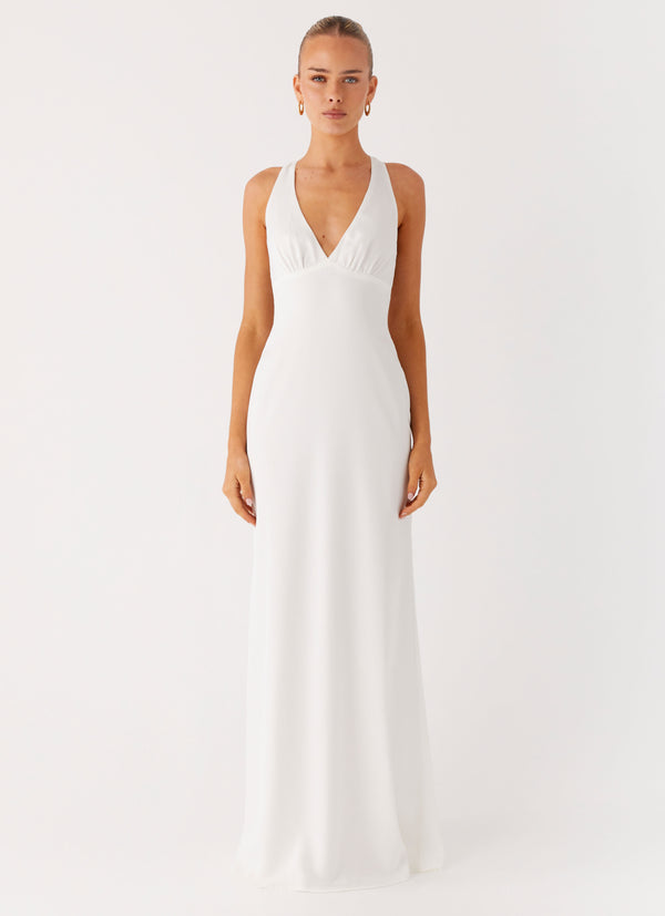peppermayo Peppermayo Exclusive - Desi Halterneck Maxi Dress - White