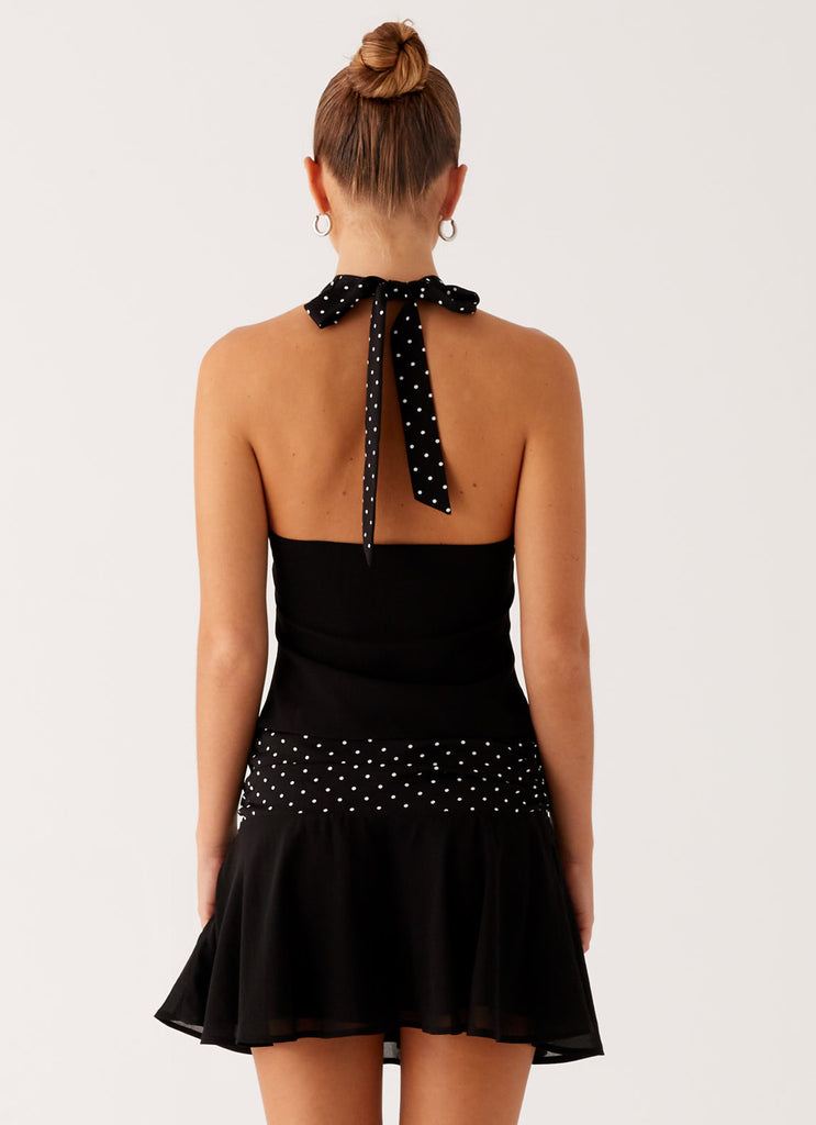 Peppermayo Peppermayo Exclusive - Devoted Halterneck Top - Black Polka Dot