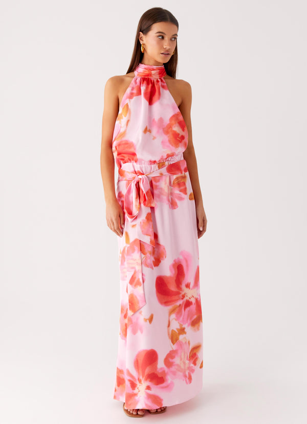 peppermayo Peppermayo Exclusive - Diablo Backless Maxi Dress - Blushing Blossom