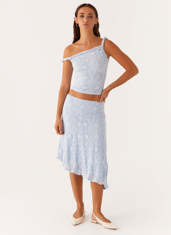 peppermayo Peppermayo Exclusive - Diamond Sky Midi Skirt - Blue