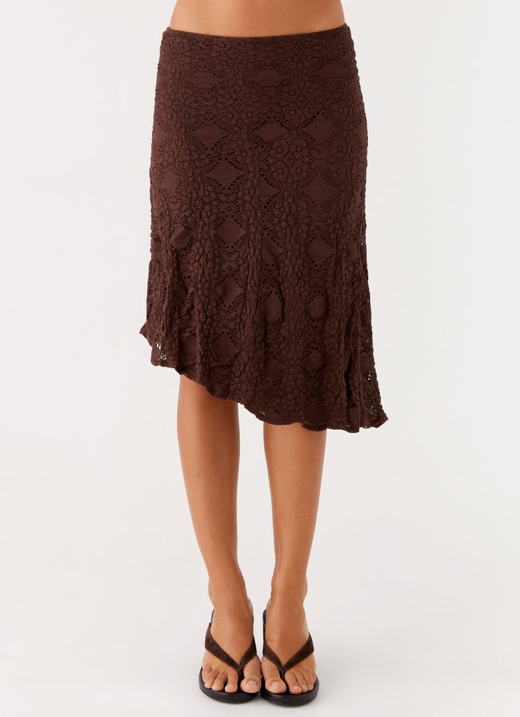 Peppermayo Peppermayo Exclusive - Diamond Sky Midi Skirt - Chocolate